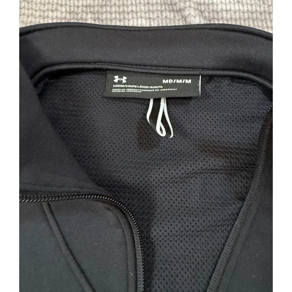 Under Armour Tribe Full Zip Track Jacket Mens Medium Black Athletic Warm Up Coat